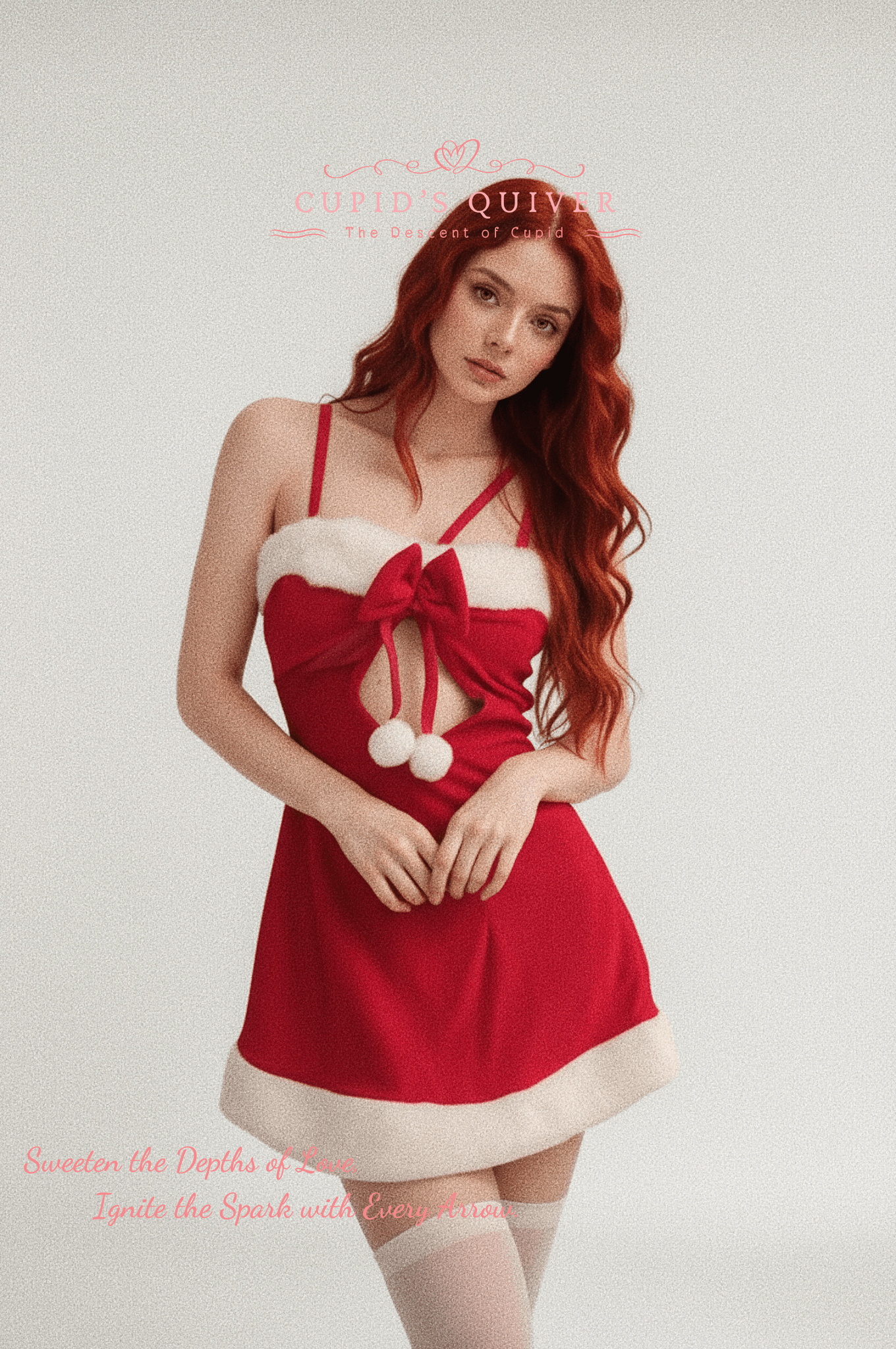 Dulce Navidad — Conjunto de lencería navideña sexy con vestido, tanga y gorro de Santa - Cupid‘s Quiver