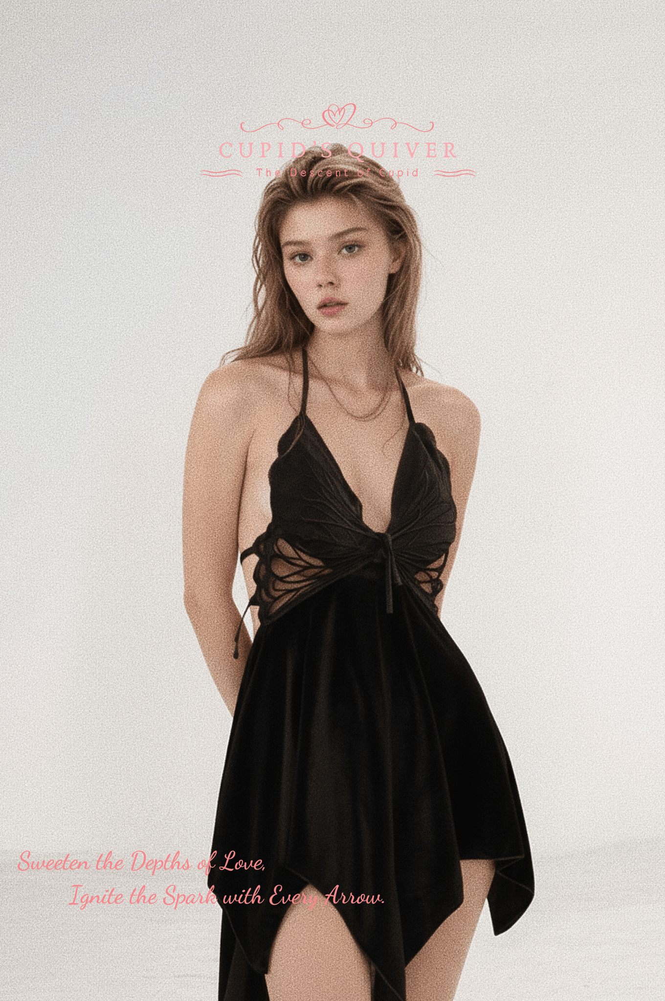 Mariposa de la Noche - Babydoll halter con diseño de mariposa, talla única ajustable - Cupid‘s Quiver
